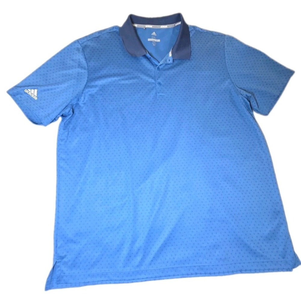 Adidas Golf Polo Shirt Mens 2XL Blue Diamond Dot Ultimate365 Print Short Sleeve